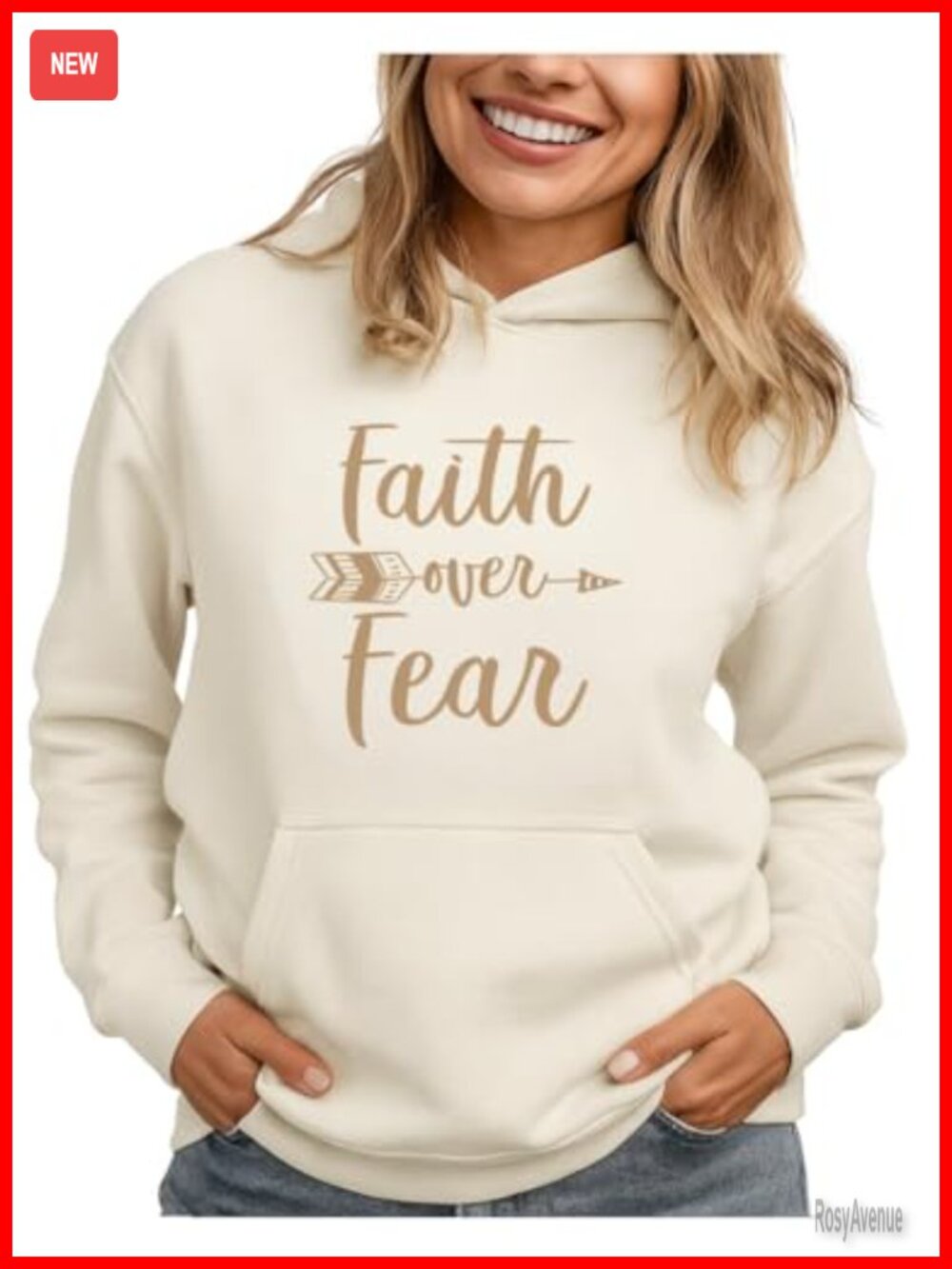 Faith Over Fear Hoodie Women Teens Christian Religious Pullover Sweatshirt